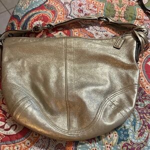 Metallic Gold Leather Hobo Bag